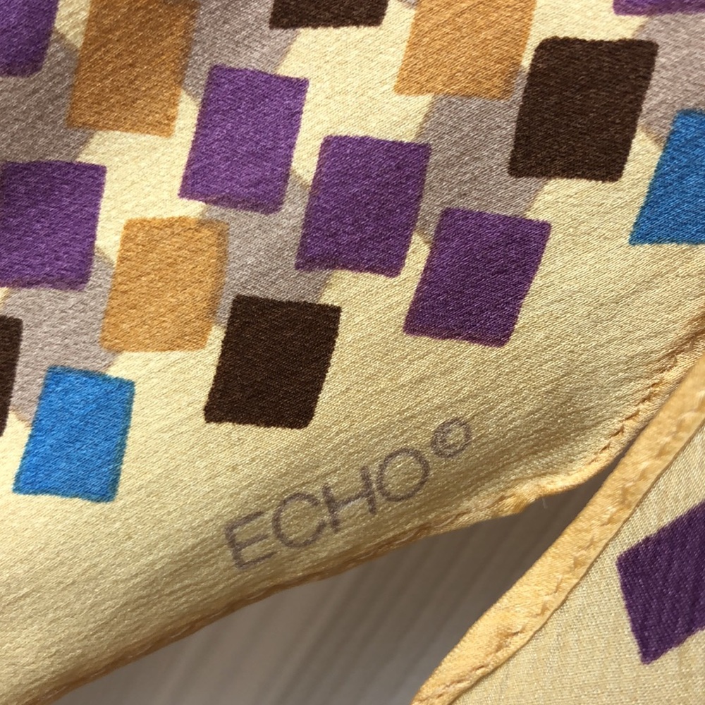 Echo Elegantly Patterned Pointed End Silk Scarf - image 4